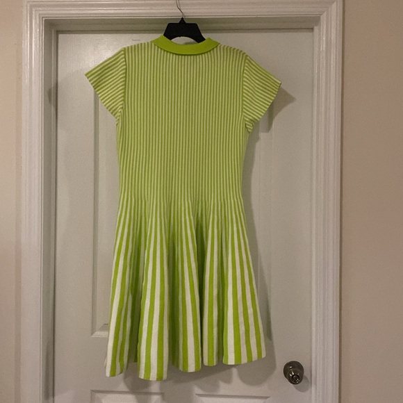 🆕 Mare Mare Anthro S/S Fit & Flare Polo Sweater Mini Dress in Chartreuse - Picture 4 of 4